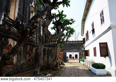 Ancient Ruins Buildings And Antique Architecture Of King Narai Ratchaniwet Palace For Thai People An