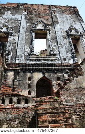 Ancient Ruins Buildings And Antique Architecture Of King Narai Ratchaniwet Palace For Thai People An