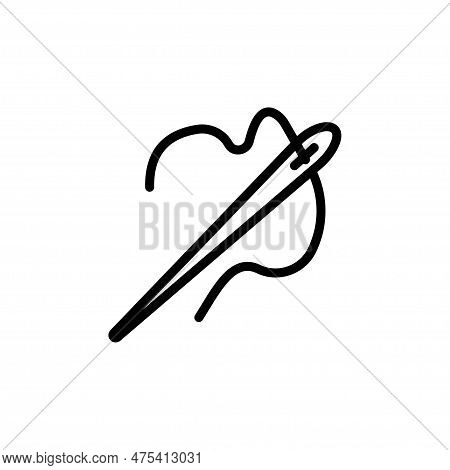 Sewing Needle Thread Monogram Logo Vector Vector Isolated Outline Drawing. Editable Stroke