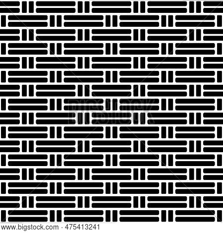 Weave Seamless Pattern. Repeating Black Woven Basket Isolated On White Background. Repeated Woven Ti