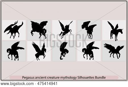Pegasus Icon Silhouette Illustration,vector Flat Pegasus Silhouette Isolated On White Background,peg