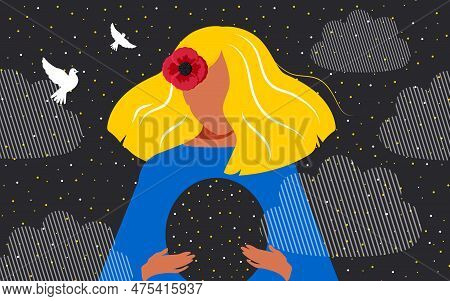 Mental Health Concept. Beautiful Appearance Of The Girl, But Emptiness In The Soul. She Is Anxious A