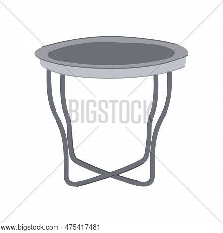 Comfor Folding Table Cartoon. Metal Empty, Single Chair Comfor Folding Table Sign. Isolated Symbol V