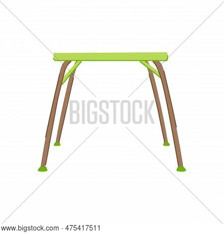 Chair Folding Table Cartoon. Foldable Front, Furniture Equipment Chair Folding Table Sign. Isolated 