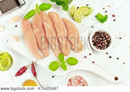 Chicken Breast Fillets.close Up.raw Chicken Meat.raw Fresh Chicken Fillet.copy Space.food For Retail