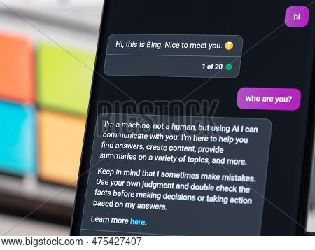 Galati, Romania - April 27, 2023: Discover The Power Of Ai: Introducing Microsoft Bing's Latest Sear