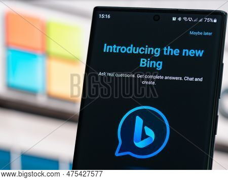 Galati, Romania - April 27, 2023: Discover The Power Of Ai: Introducing Microsoft Bing's Latest Sear