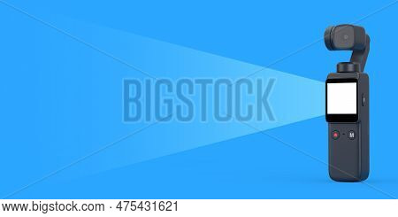 Pocket Handheld Gimbal Action Camera With Blank Space For Your Design In Shape Of Screen Light On A 