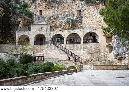 Susuz, Cyprus - March 27, 2023 - Inner Court And Garden Of The Saint Neophytos Monastery