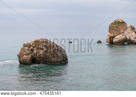 The Sea And The Aphrodite Rock At Petra Tou Romiou, Kouklia, Cyprus