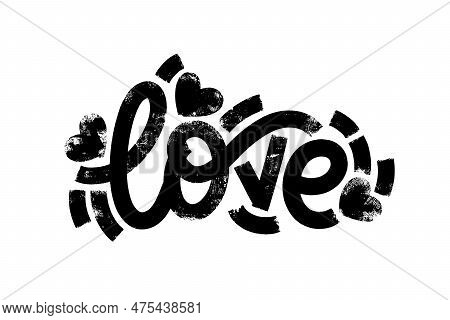 Love Word With Geometric Elements Around. Banner, Poster And Sticker Concept, Geometric Style With B