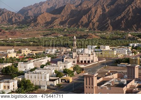 View From The Top On Town Of Hatta And Rocks In The Background. Hatta Is An Enclave Of Dubai In The 
