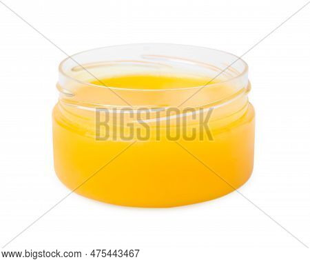Open Jar Of Petrolatum Isolated On White