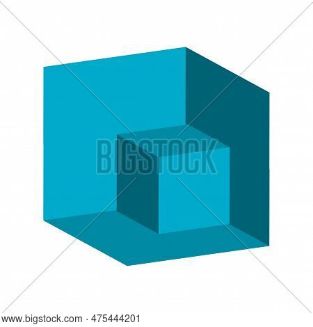 3d Blue Cubic Shape Icon For Concept Design. Cube Shape Icon Design Element. Vector Illustration.