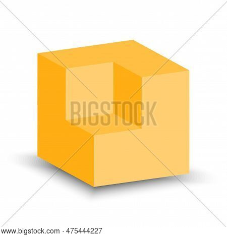 3d Yellow Cubic Shape Icon For Concept Design. Cube Shape Icon Design Element. Vector Illustration.