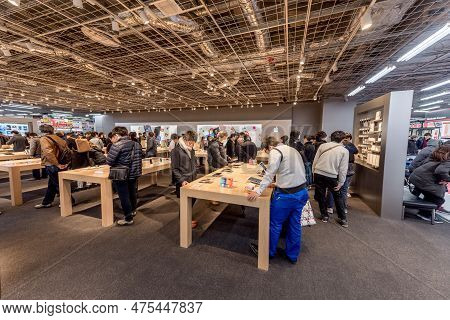 Tokyo, Japan - October 15, 2019: Akihabara District In Tokyo. Yodobashi Akiba Store Interior.