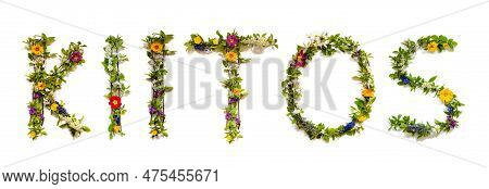 Colorful Flowers Building Word Kiitos, Isolated Background