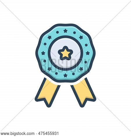 Color Illustration Icon For Guarantees Warranty Certificate Stamp Quality Medal Rosette-ribbon Ribbo