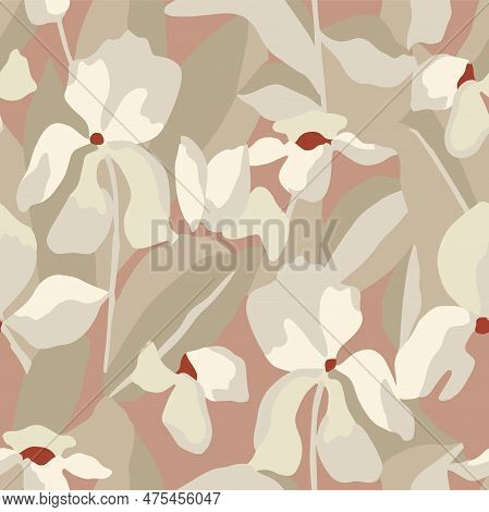 Vector Flower With Pastel Color Illustration Seamless Repeat Pattern