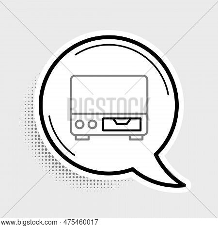 Line Old Video Cassette Player Icon Isolated On Grey Background. Old Beautiful Retro Hipster Video C