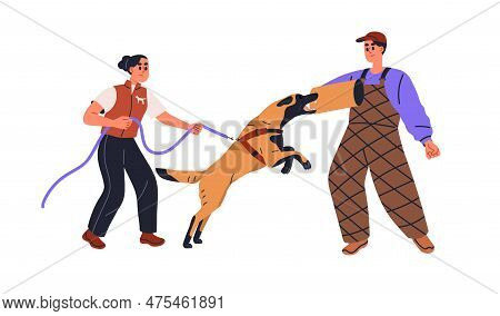 Dog Trainer Teaching Belgian Shepherd Doggy. Professional Canine Specialist, Cynologist Training Agi