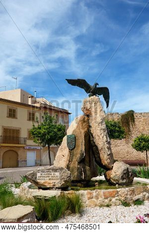 Alcudia, Mallorca, Spain - 31,march,2023, Bronze Statue Of Eagle Symbol Of The Roman Legions In Medi