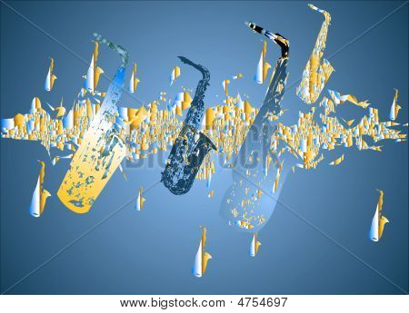 Saxofon migrace - modrá