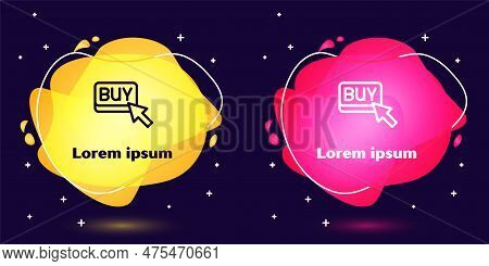 Set Line Buy Button Icon Isolated On Blue Background. Financial And Stock Investment Market Concept.