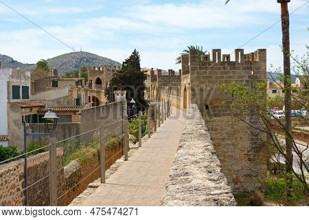 Alcudia, Mallorca, Spain - 31,march,2023, Old Medieval Alcudia Town, Majorca, Spain