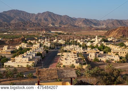 View From The Top On Town Of Hatta And Rocks In The Background. Hatta Is An Enclave Of Dubai In The 