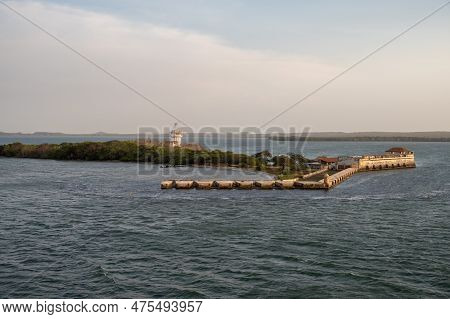 Old Spanish Fortifications In The Harnour At Cartagena, Columbia