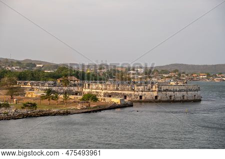 Old Spanish Fortifications In The Harnour At Cartagena, Columbia