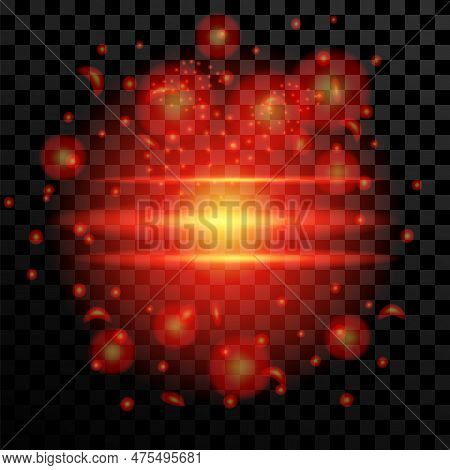 Vector Blurred Fire On Dark Background. Cartoon Flames. Bonfire Burst. Hot Red Sparks. Dangerously A