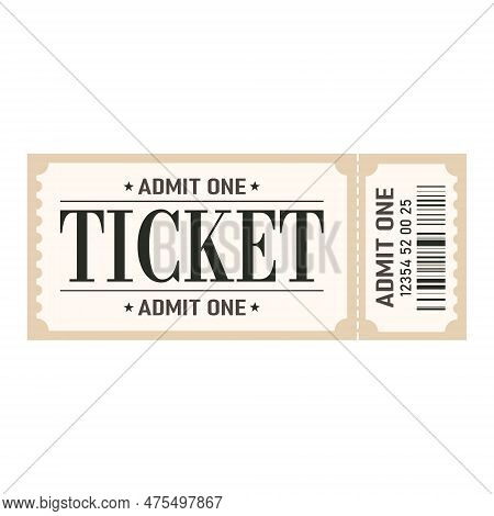 Retro Ticket Desogn Template. Admit One.ticket For Cinema, Movie,circus,carnaval,film,festival Etc.v