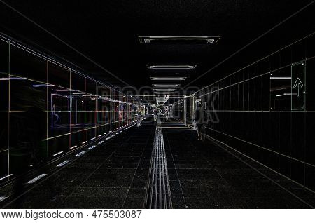 Underpass - People Walking Through A Modern Underpass