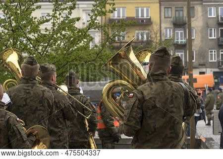 A Military Band At The Oath Of Uniformed Services Schools . The Solemn Oath Of The First Classes On 