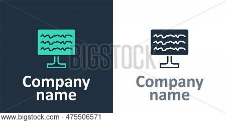 Logotype Encephalogram Icon Isolated On White Background. Electrical Activity. Logo Design Template 