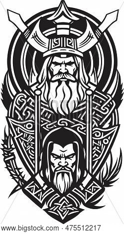 Pretty And Powerful Viking Emblem Art Vector