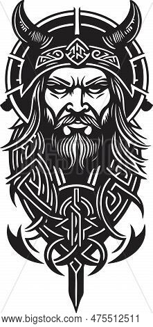 Excellent And Powerful Viking Emblem Art Vector