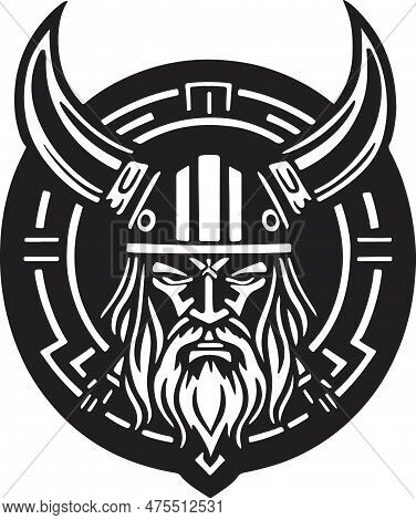 Fantastical And Powerful Viking Emblem Art Vector