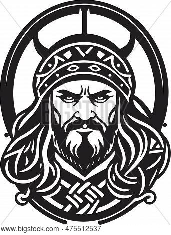 Awesome And Powerful Viking Emblem Art Vector
