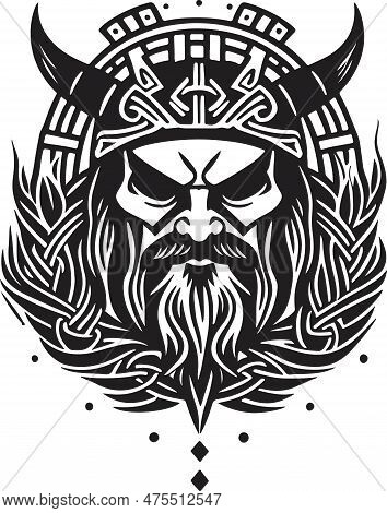Super And Powerful Viking Emblem Art Vector
