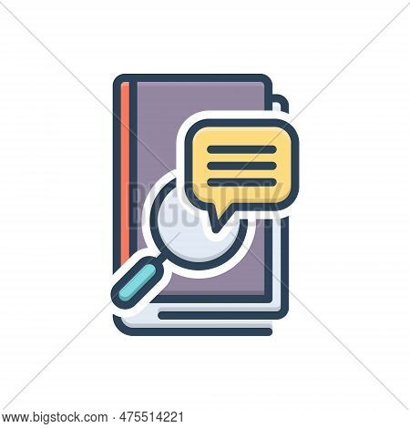 Color Illustration Icon For Example Specimen Instance Sample Exemplar Precedent Citation Magnifying-