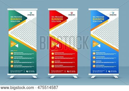 Business Roll Up Banner Template And Business Standee Banner Layout Or Corporate Conference Roll-up 