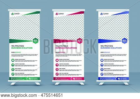 Business Roll Up Banner Template And Marketing Agency Standee Banner Layout Or Corporate Conference 