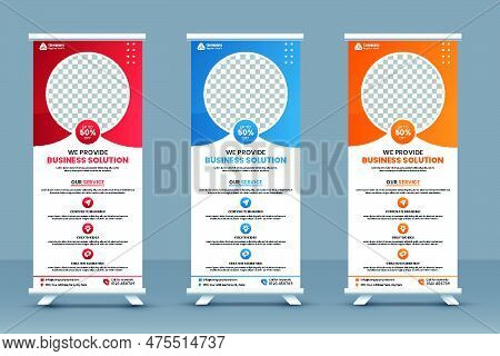 Business Roll Up Banner Template And Marketing Agency Standee Banner Layout Or Corporate Conference 