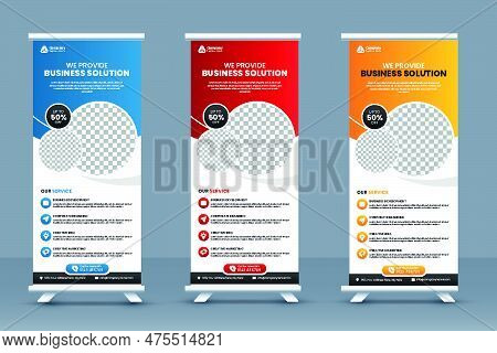 Business Roll Up Banner Template And Marketing Agency Standee Banner Layout Or Corporate Conference 