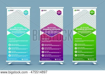 Business Roll Up Banner Template And Marketing Agency Standee Banner Layout Or Corporate Conference 