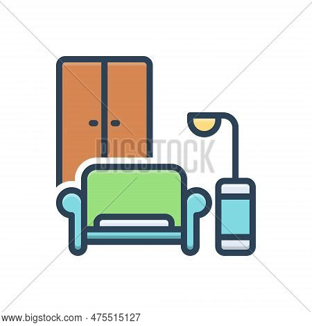 Color Illustration Icon For Furnishings Living-room Interior Armchair Home-decor Furniture Garniture