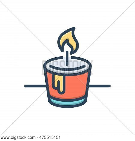 Color Illustration Icon For Candle Candlestick Wax Skyer Light Fire Burning Aroma Flame Burn Candle-